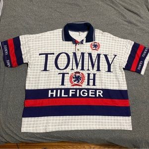 Vintage 90s Tommy Hilfiger All Over Spell Out Shirt Y2K One Size Rare